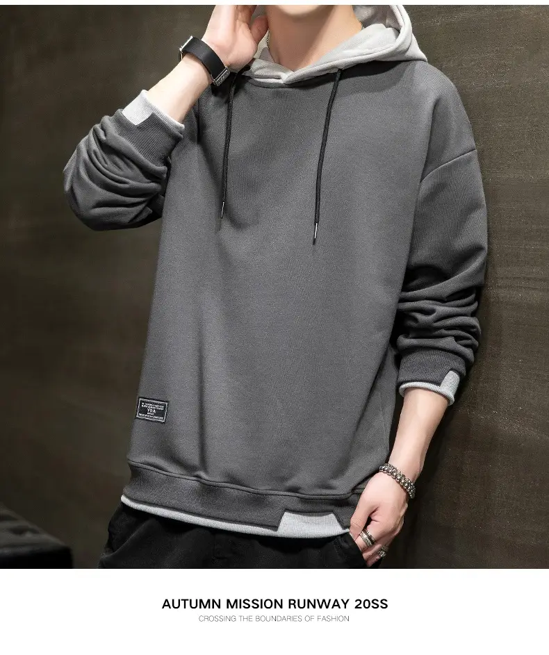 Men's Orange Hooded Sweatshirt New Color Loose Fit Casual Wear — feature 11