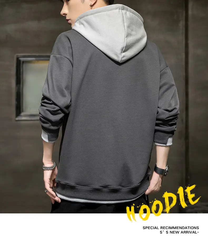 Men's Orange Hooded Sweatshirt New Color Loose Fit Casual Wear — feature 12