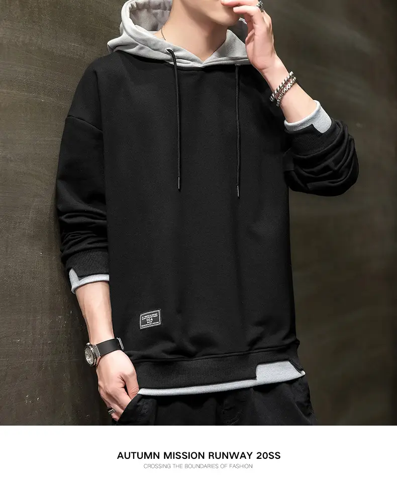 Men's Orange Hooded Sweatshirt New Color Loose Fit Casual Wear — feature 18