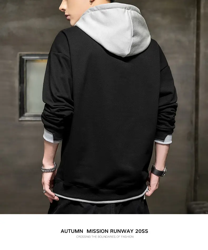 Men's Orange Hooded Sweatshirt New Color Loose Fit Casual Wear — feature 19