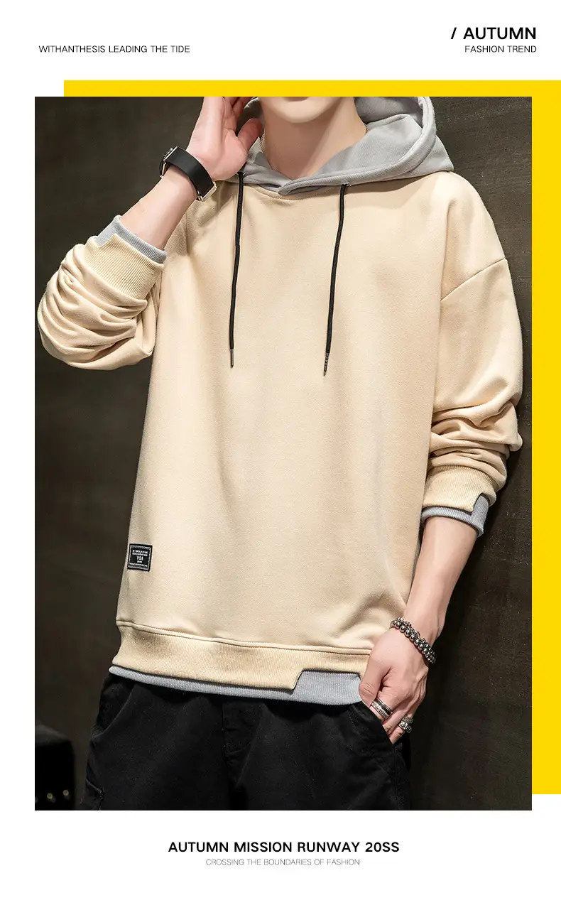 Men's Orange Hooded Sweatshirt New Color Loose Fit Casual Wear — feature 21