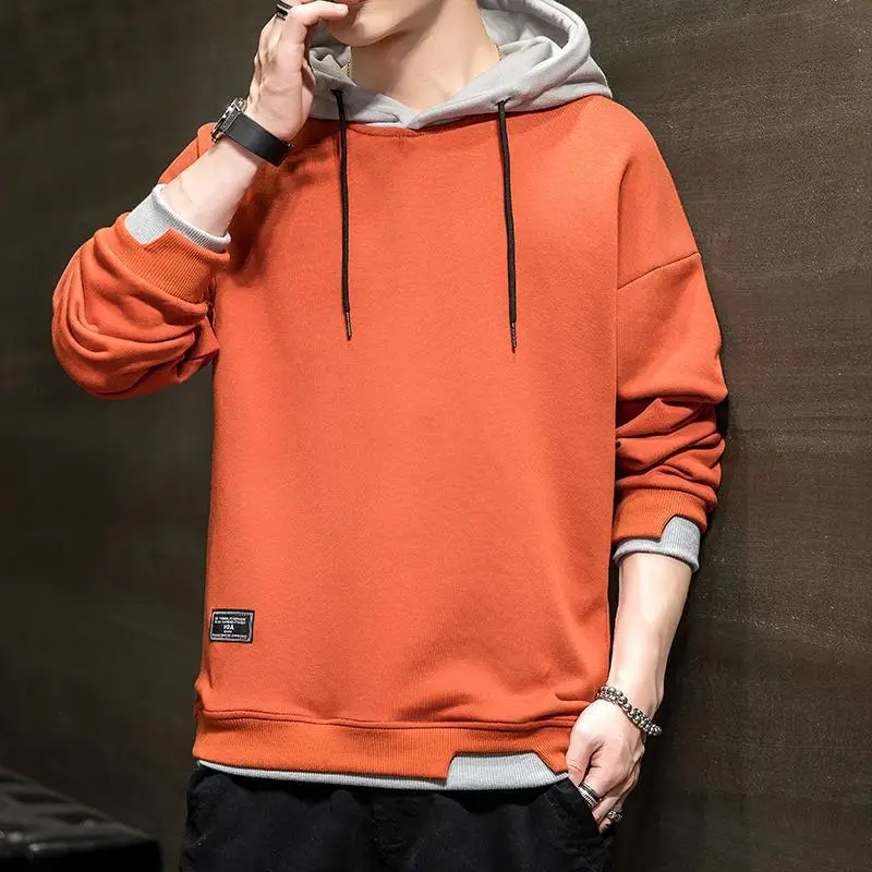 Men's Orange Hooded Sweatshirt New Color Loose Fit Casual Wear - Image 4