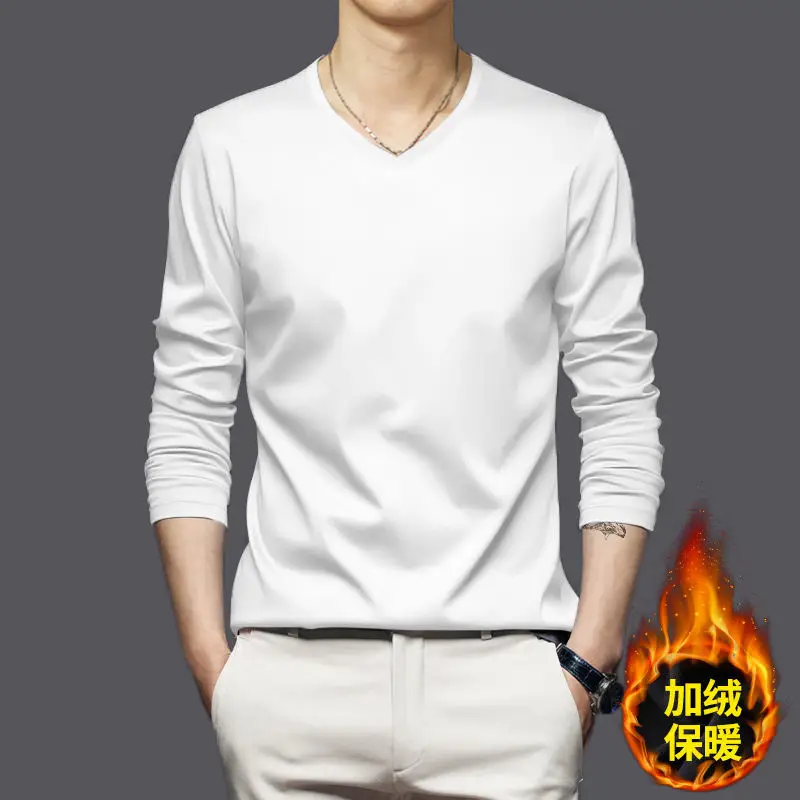 Men Navy Fleece Half-Turtleneck Long Sleeve T-Shirt - Image 12