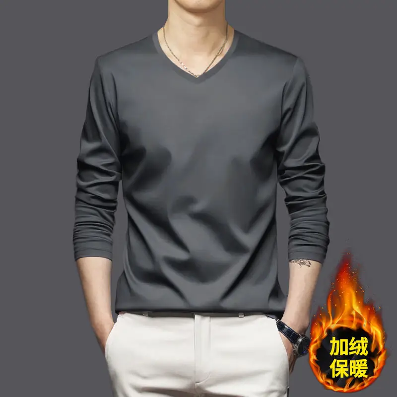 Men Navy Fleece Half-Turtleneck Long Sleeve T-Shirt - Image 13