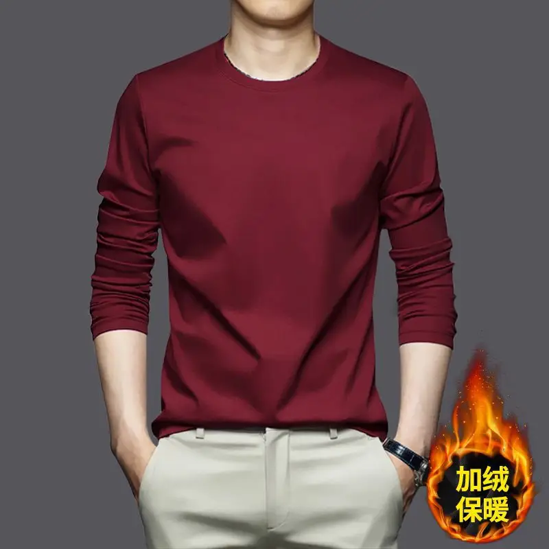 Men Navy Fleece Half-Turtleneck Long Sleeve T-Shirt - Image 9