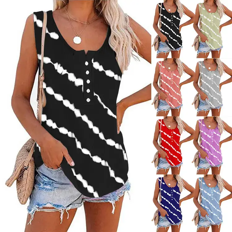 Women Striped Button T-Shirt Long Sleeve Blue White — feature 23