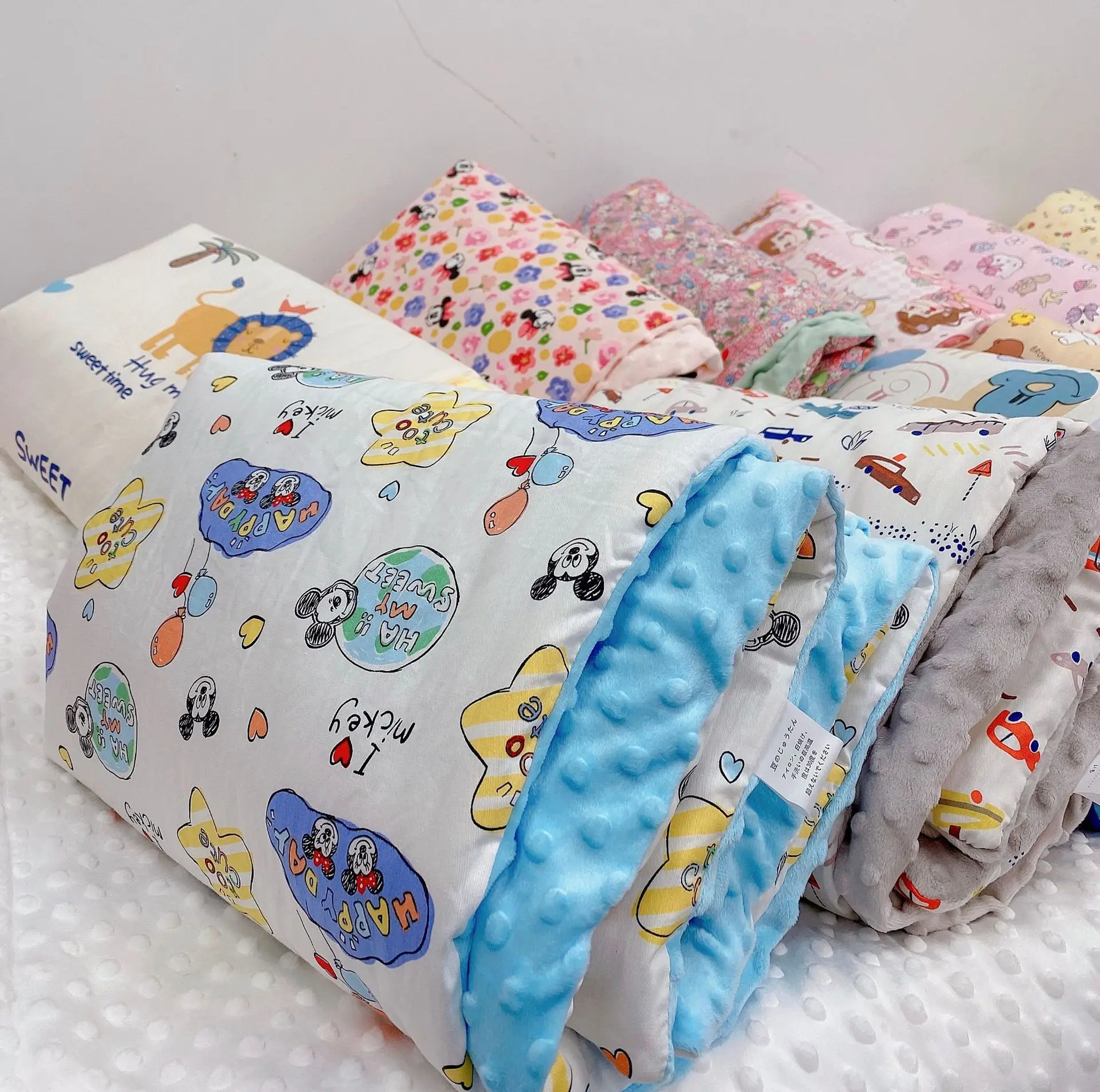 Baby Crib Quilted Cotton Blanket Cartoon Design Winter Warm