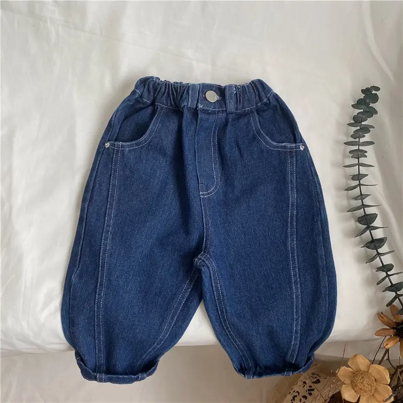 Gl-Kids Wide Leg Jeans for Men Women Blue Denim - Image 5