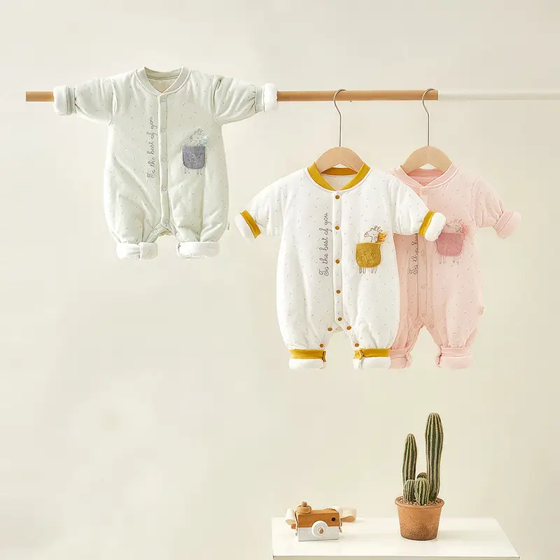 Baby Winter Hiking Jumpsuit Thickened Cotton Pink White