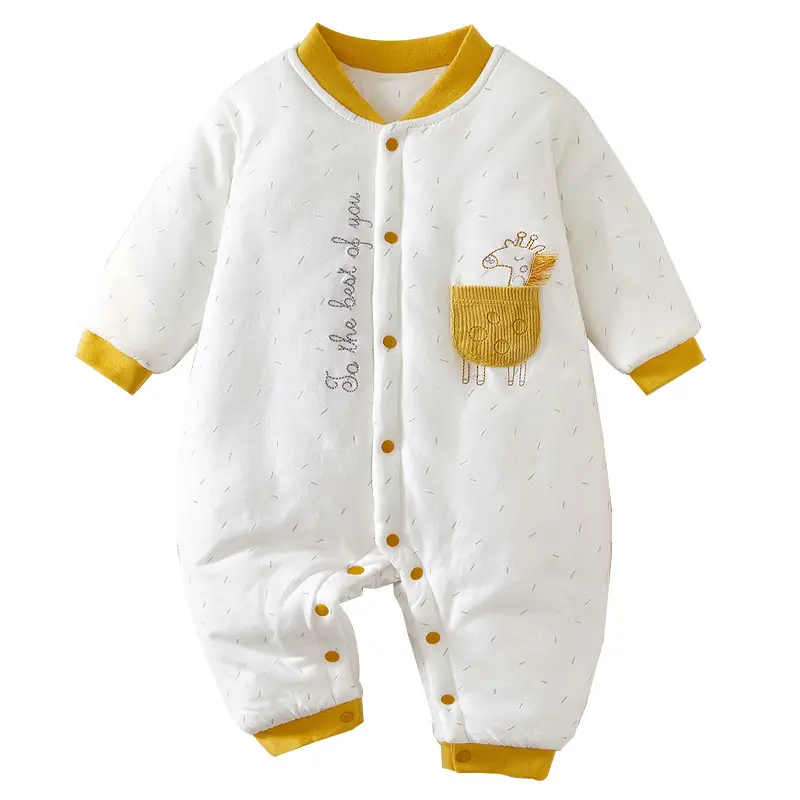 Baby Winter Hiking Jumpsuit Thickened Cotton Pink White