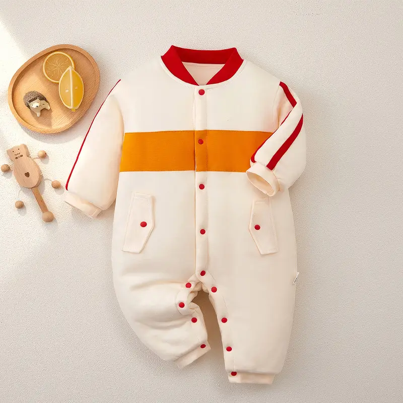 Baby Winter Hiking Jumpsuit Thickened Cotton Pink White