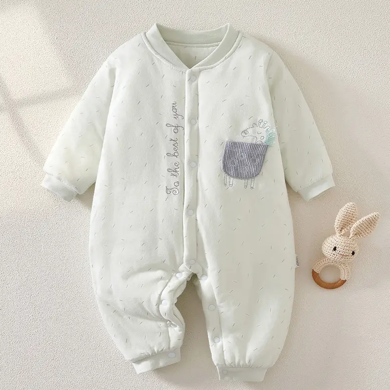 Baby Winter Hiking Jumpsuit Thickened Cotton Pink White