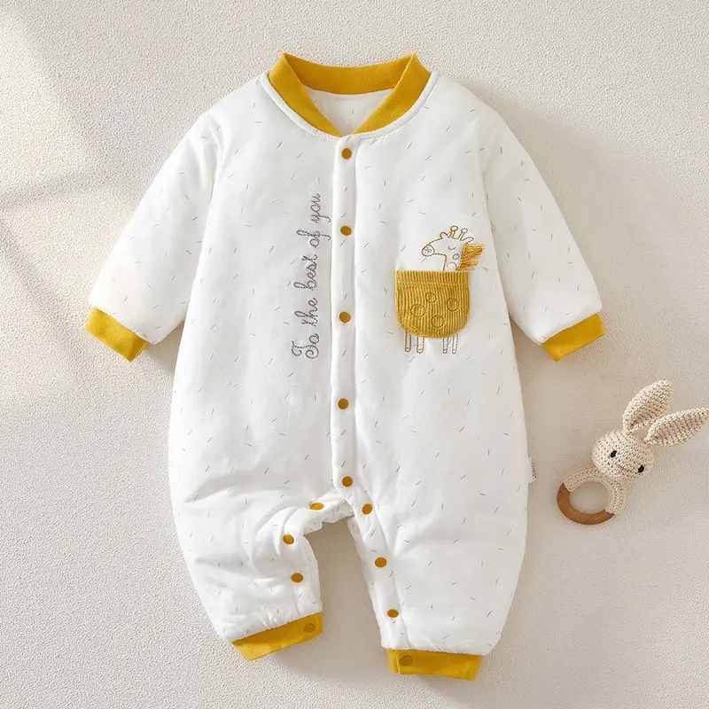 Baby Winter Hiking Jumpsuit Thickened Cotton Pink White
