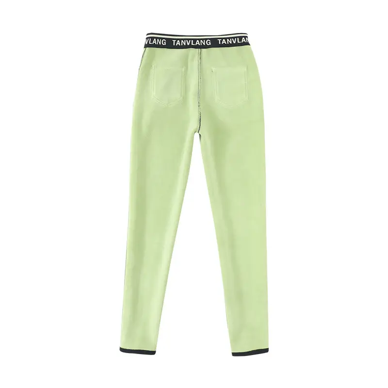 Fleece Lined Green Leggings Warm Thick Waist - Image 12
