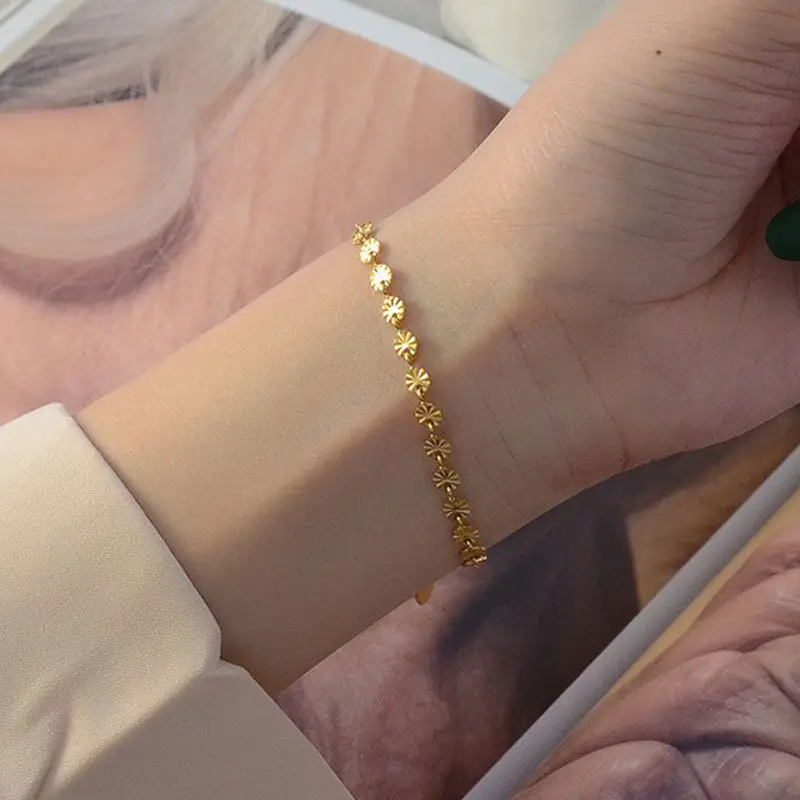 18K Gold Embossed Titanium Bracelet for Women - Image 3