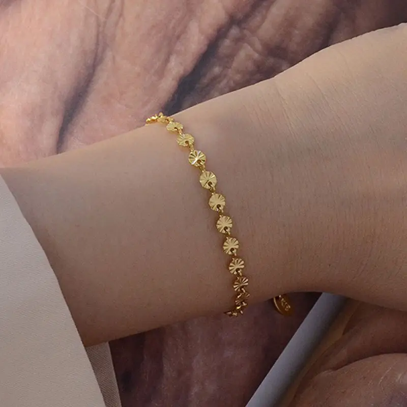 18K Gold Embossed Titanium Bracelet for Women - Image 4
