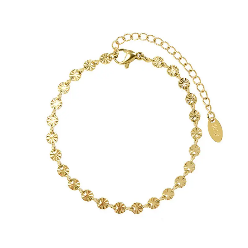 18K Gold Embossed Titanium Bracelet for Women - Image 6
