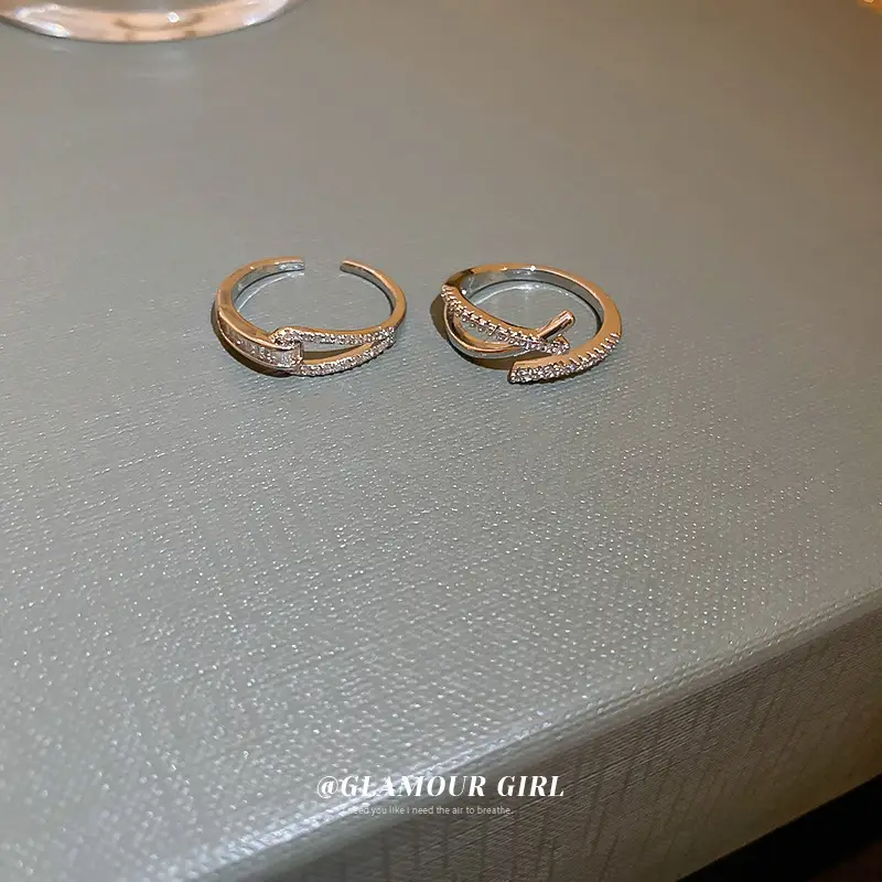 South Korea New Zircon Cross Open Ring for Women