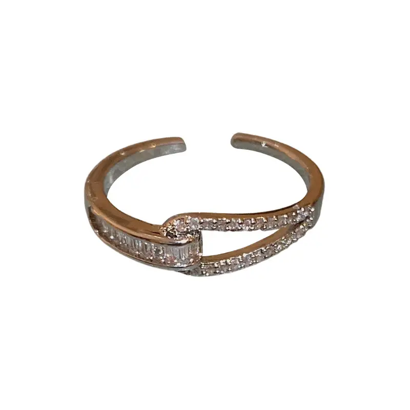South Korea New Zircon Cross Open Ring for Women