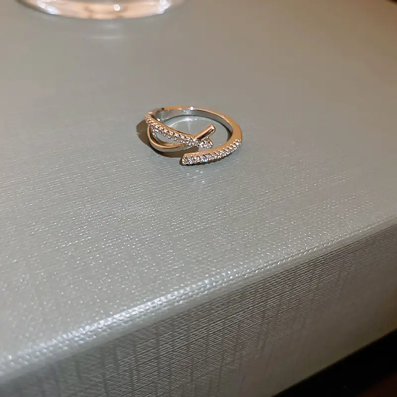 South Korea New Zircon Cross Open Ring for Women