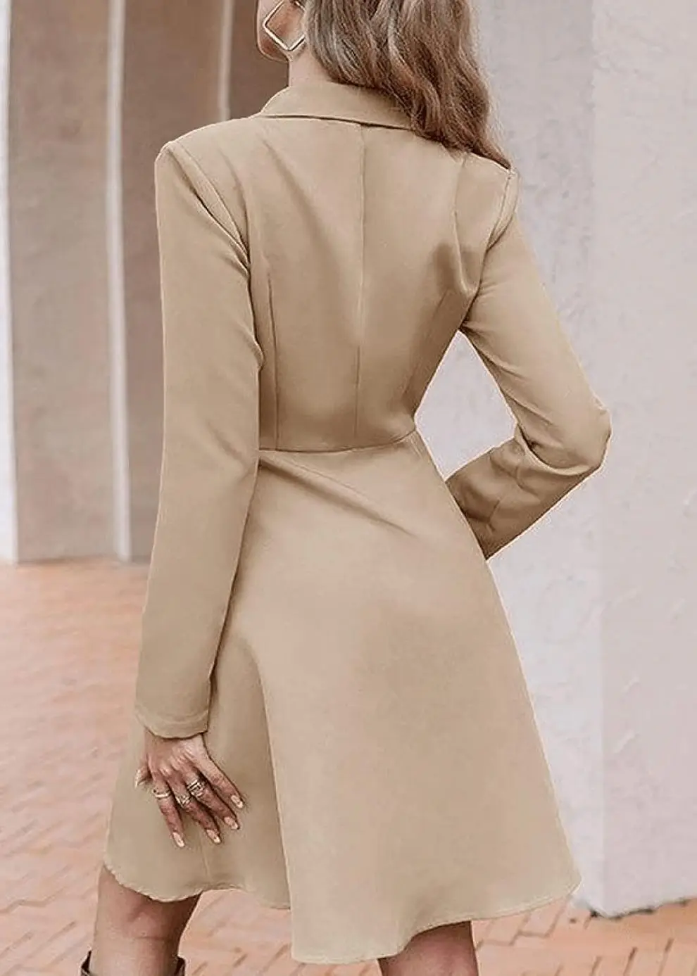 Women's Cross-Border Slim Jacket Collar Dress Beige — feature 10