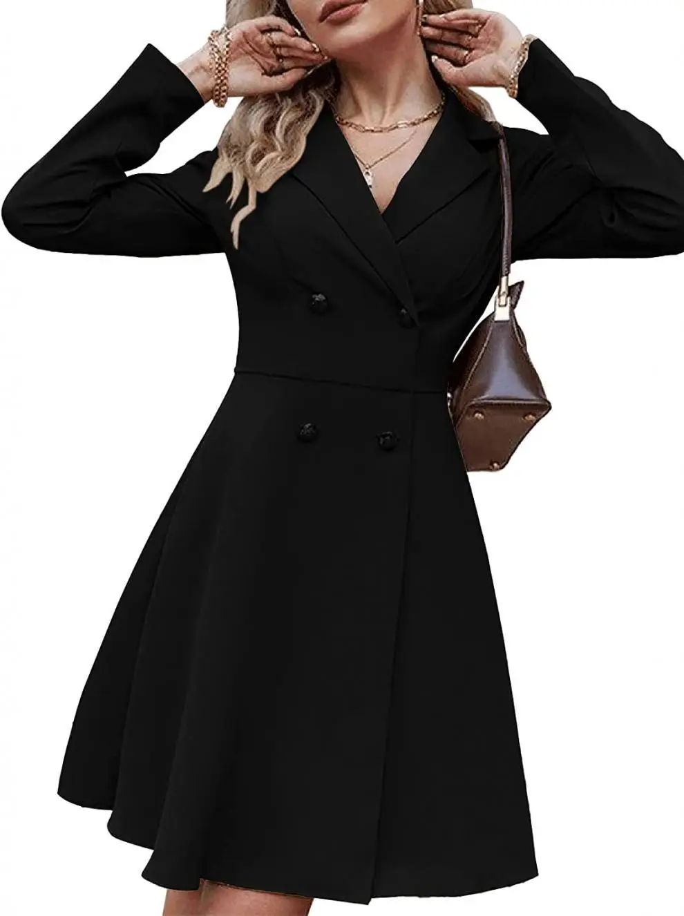Women's Cross-Border Slim Jacket Collar Dress Beige — feature 2