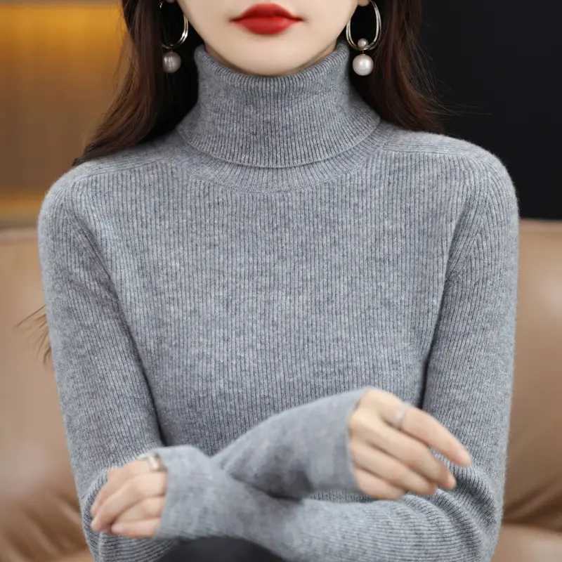Women's 2023 Blue Turtleneck Pullover Sweater - Image 15