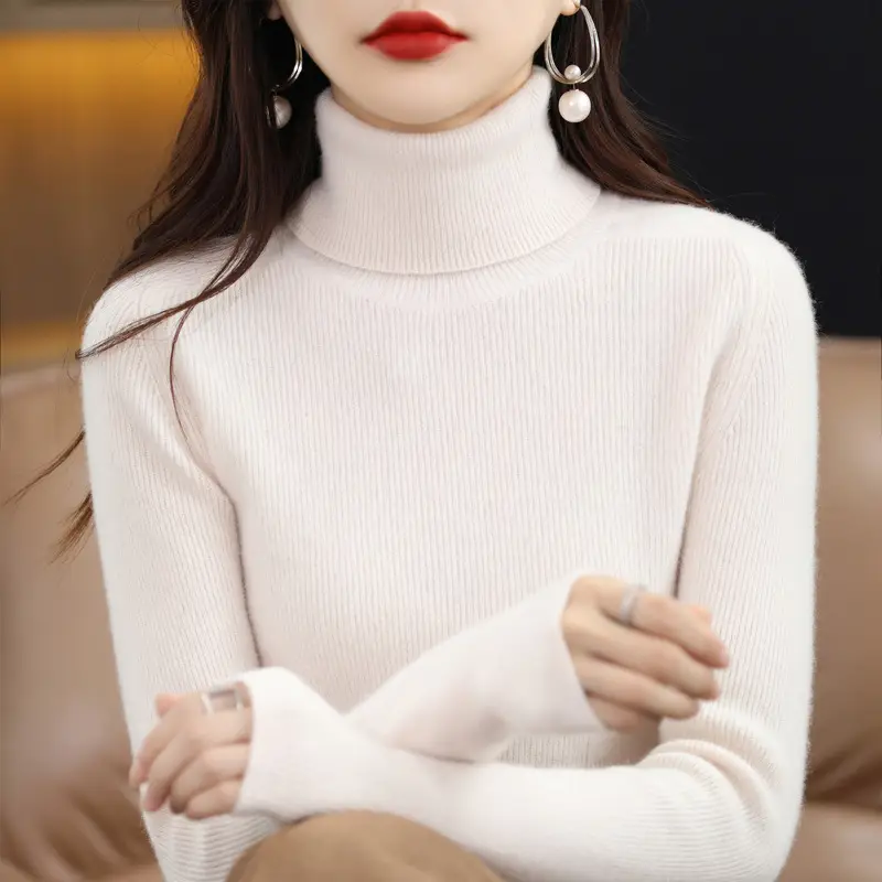 Women's 2023 Blue Turtleneck Pullover Sweater - Image 16