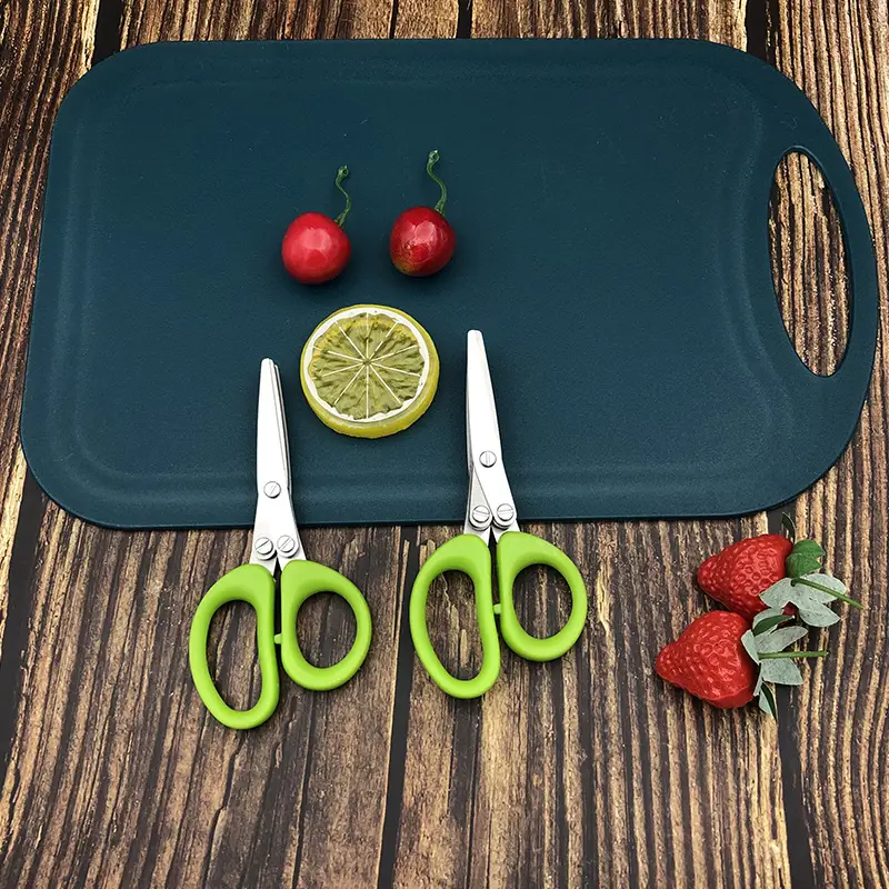 Stainless Steel Multi-Layer Scissors Green Handle 9cm - Image 10