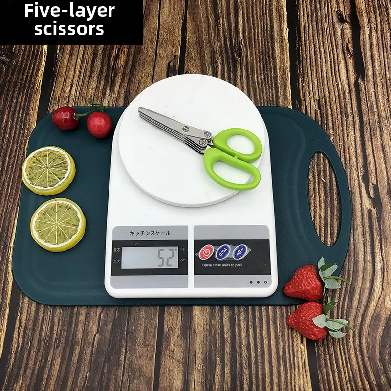 Stainless Steel Multi-Layer Scissors Green Handle 9cm - Image 2