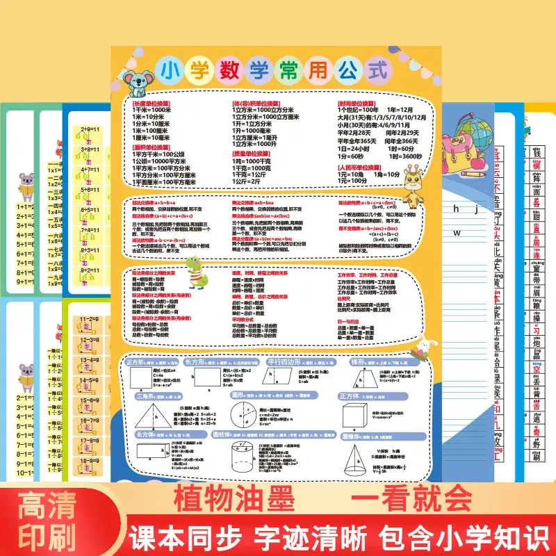 Primary School Learning Wall Chart Set with Pinyin & Math Tools - Image 9