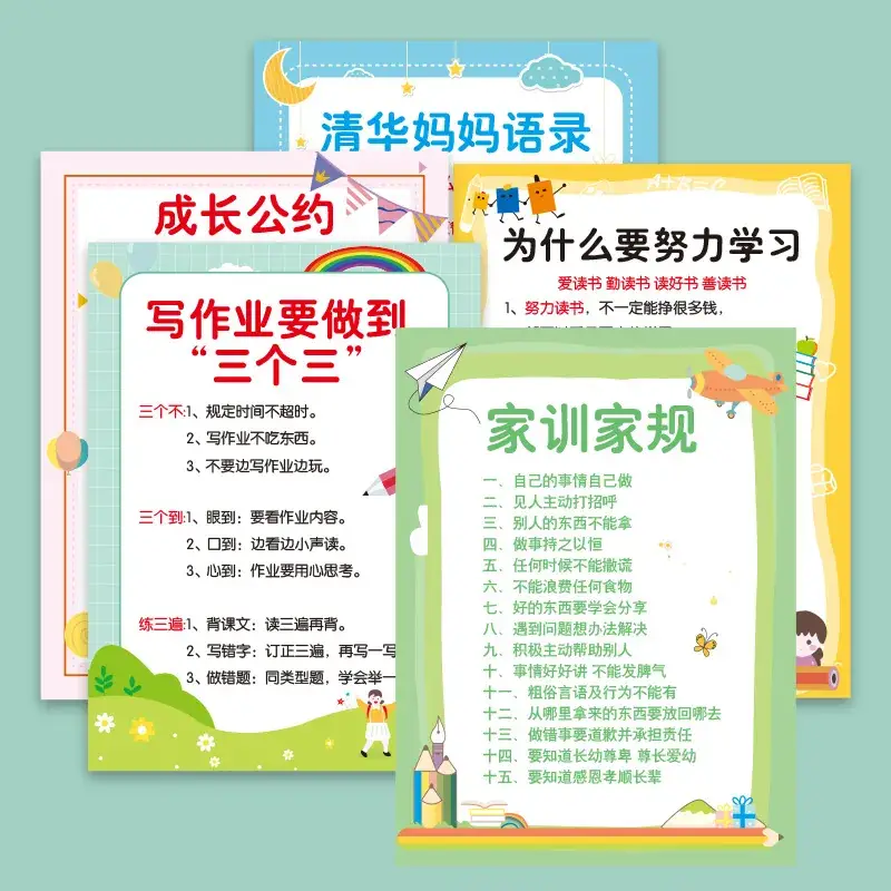 Primary School Learning Wall Chart Set with Pinyin & Math Tools - Image 3