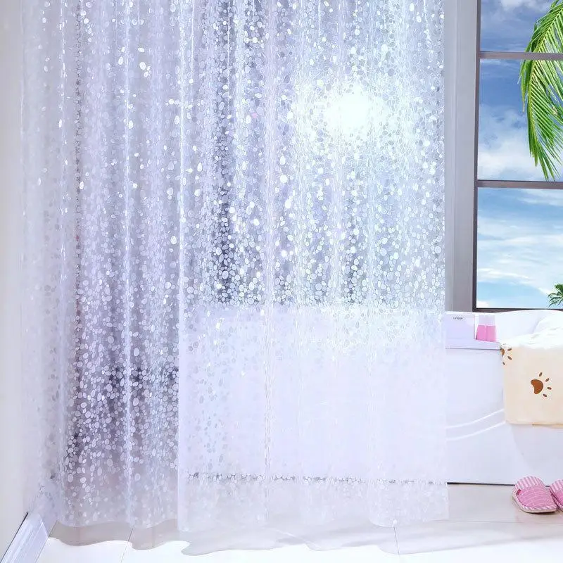 3D Blue Sparkly Shower Curtain for Bathroom - Image 3