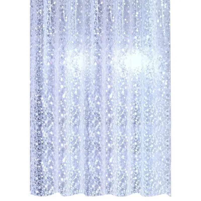 3D Blue Sparkly Shower Curtain for Bathroom - Image 5