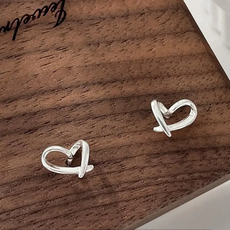 925 Silver Hollow Heart Earrings for Women