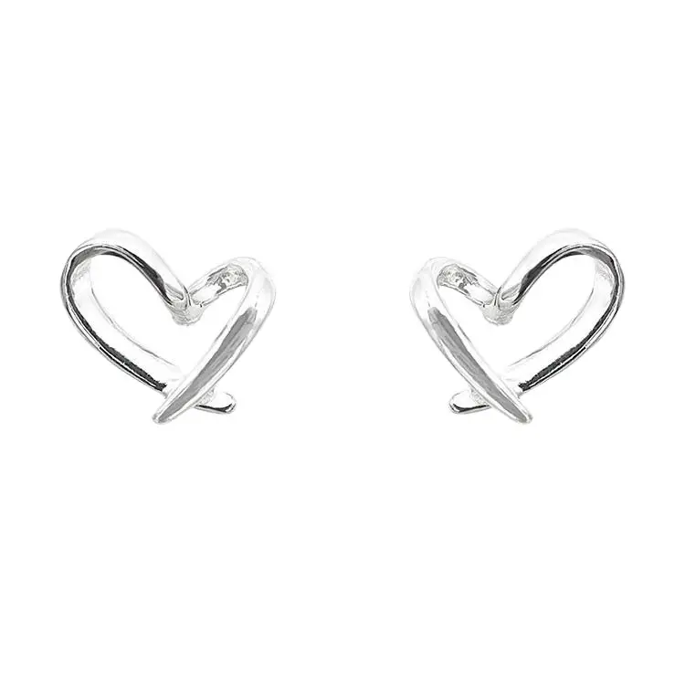 925 Silver Hollow Heart Earrings for Women