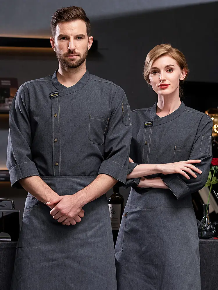 White Long-Sleeved Chef Suit for Men Women Winter Kitchen Wear - Image 8