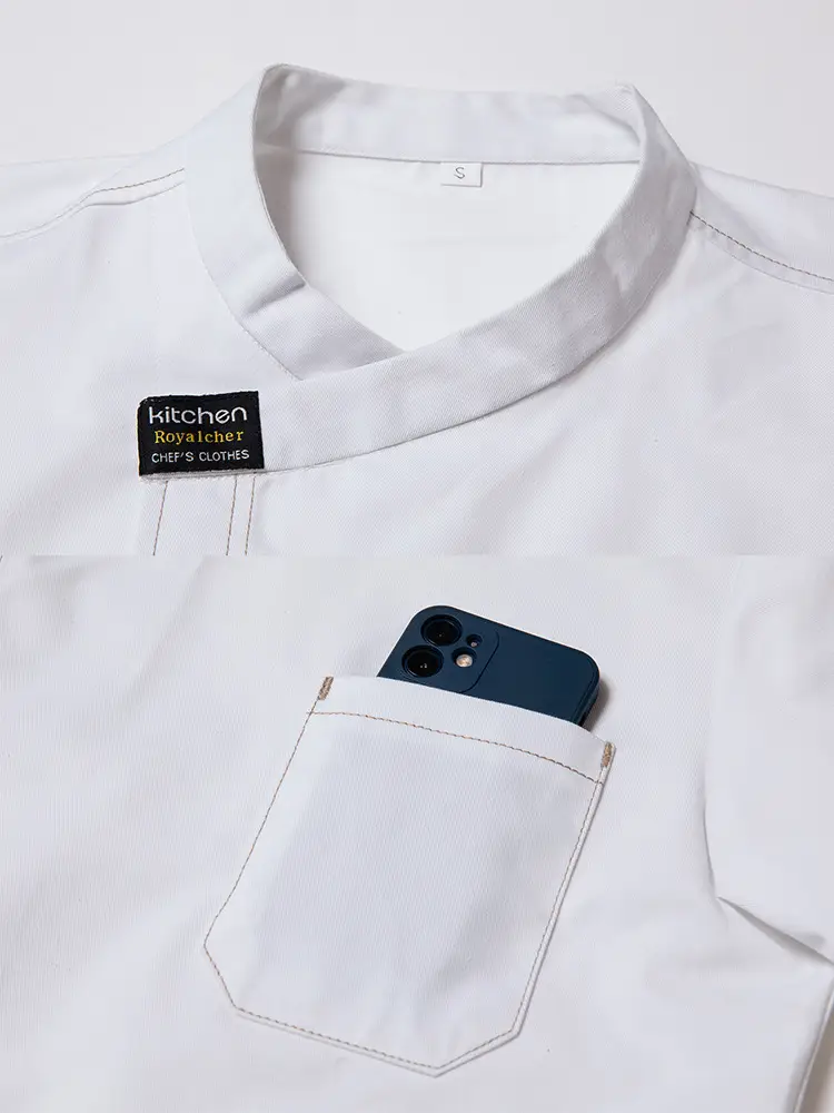 White Long-Sleeved Chef Suit for Men Women Winter Kitchen Wear - Image 9