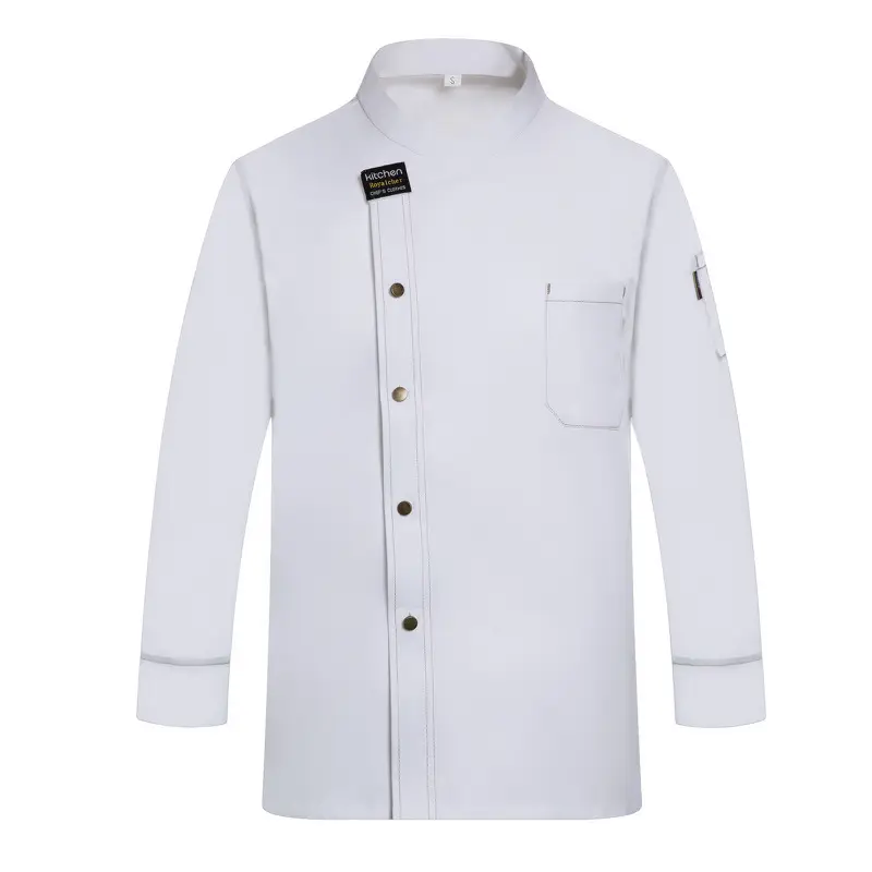 White Long-Sleeved Chef Suit for Men Women Winter Kitchen Wear - Image 3