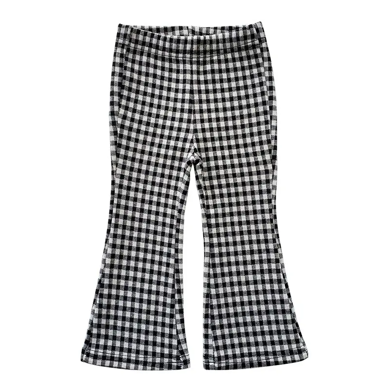 Girls Plaid Flared Pants Spring Autumn Medium to Large