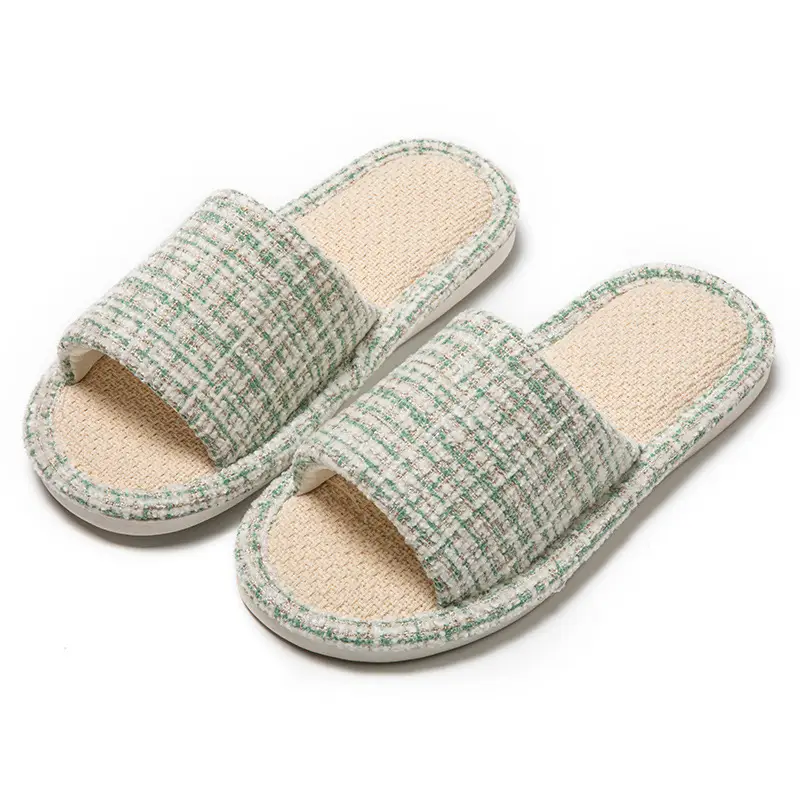 Summer Cotton and Linen Cloth Slippers Small Chanel Style Linen Slippers Women's Indoor Home Japanese Style Cotton and Linen Non-slip Four Seasons Guest