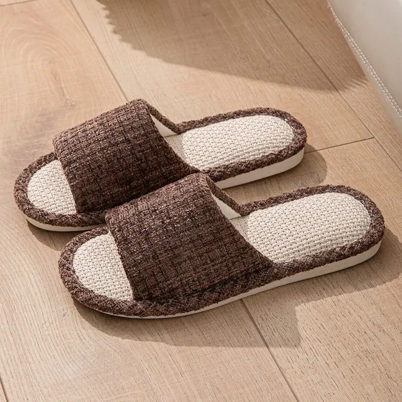 Summer Cotton and Linen Cloth Slippers Small Chanel Style Linen Slippers Women's Indoor Home Japanese Style Cotton and Linen Non-slip Four Seasons Guest