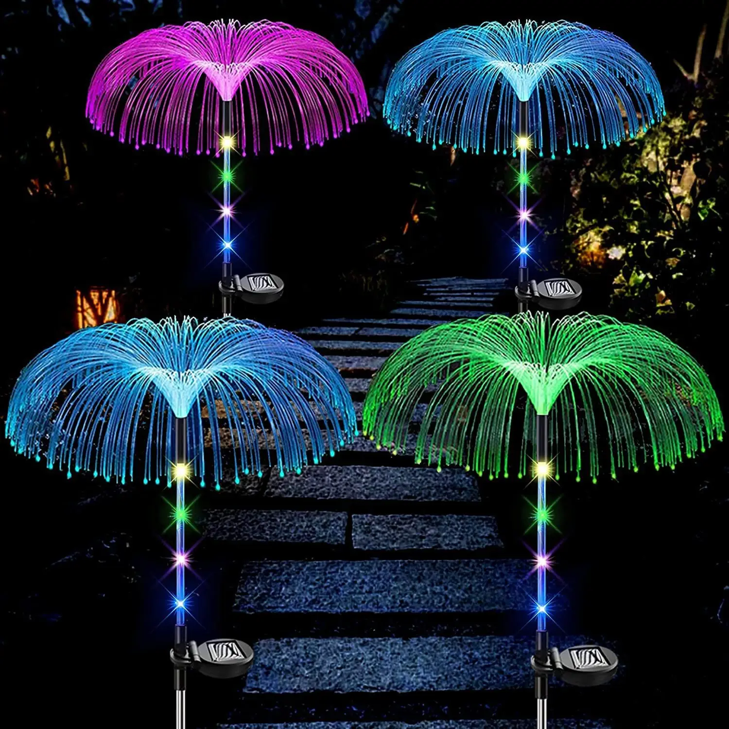 Solar Jellyfish Lamp Outdoor Double Layer Star Moon Decor - Image 3