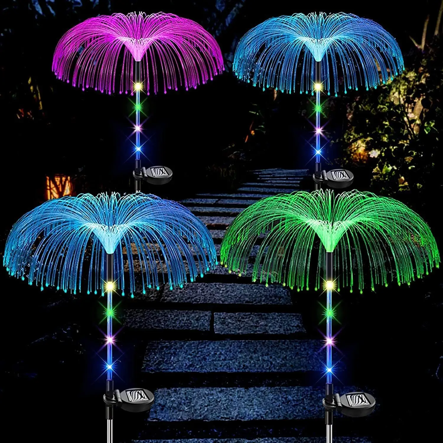 Solar Jellyfish Lamp Outdoor Double Layer Star Moon Decor - Image 4
