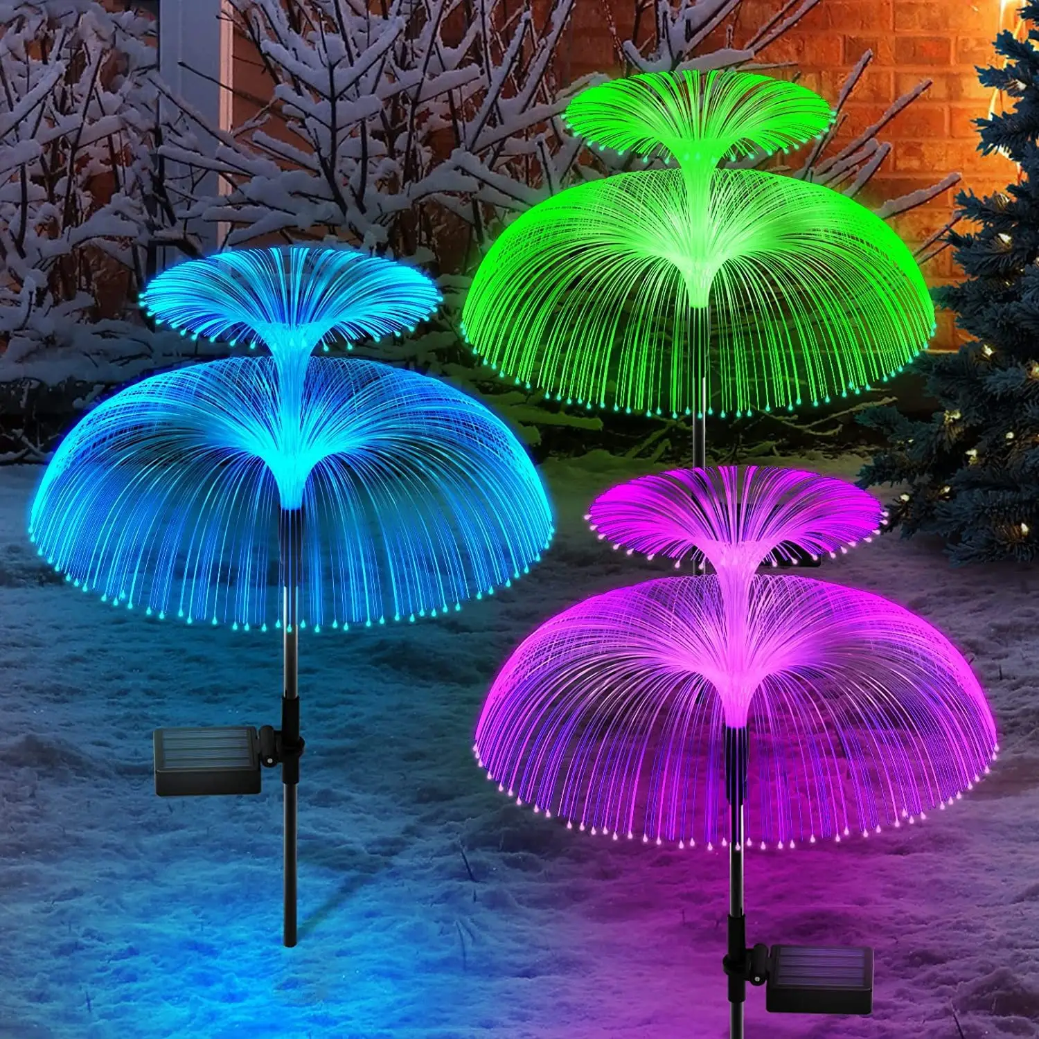 Solar Jellyfish Lamp Outdoor Double Layer Star Moon Decor - Image 6