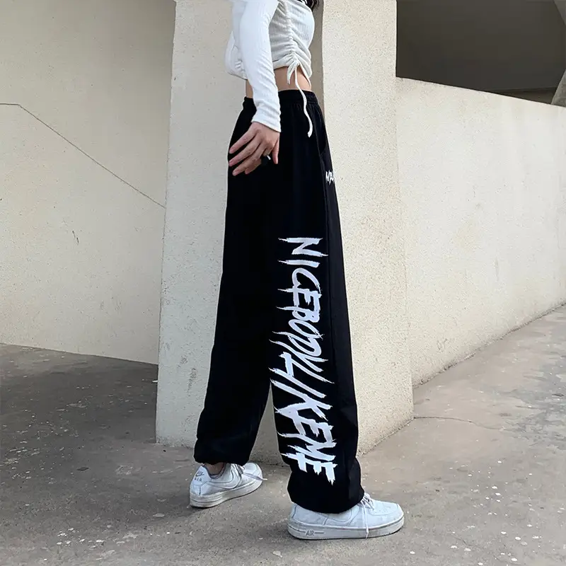 Black Letter Casual Pants Women's Hip Hop Fashion - Image 2