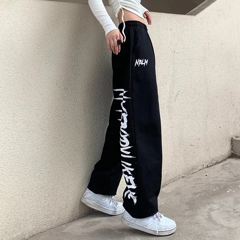 Black Letter Casual Pants Women's Hip Hop Fashion - Image 3