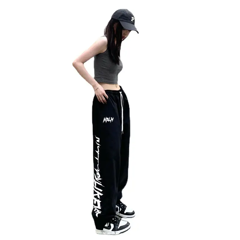 Black Letter Casual Pants Women's Hip Hop Fashion - Image 5