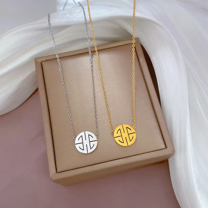 Gold Round Titanium Necklace for Women - Image 5