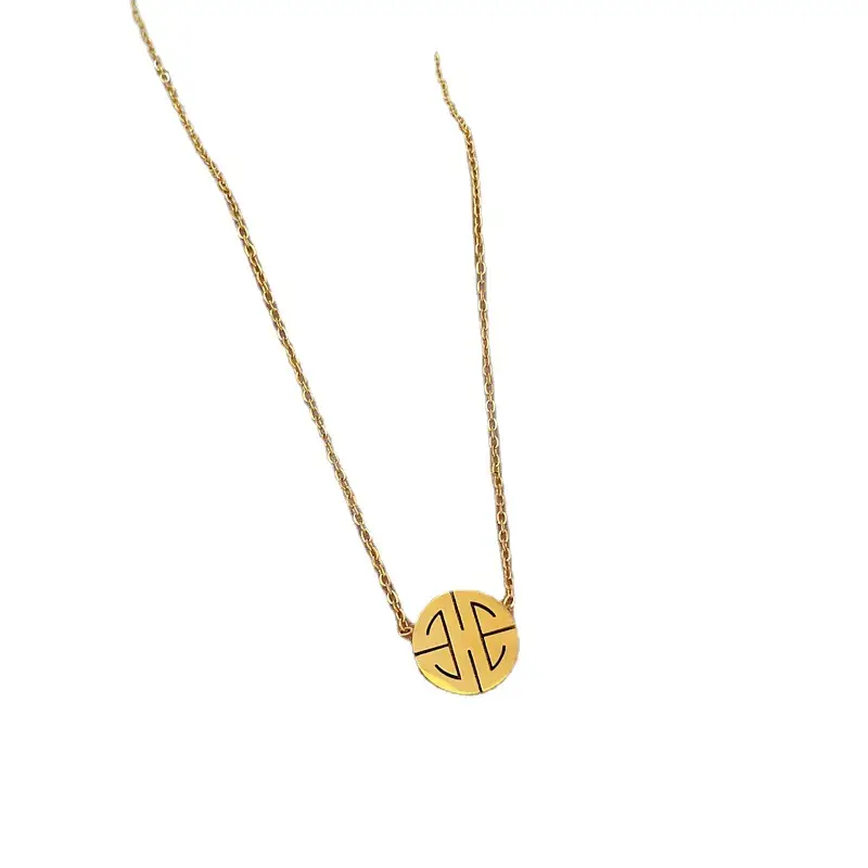 Gold Round Titanium Necklace for Women - Image 6